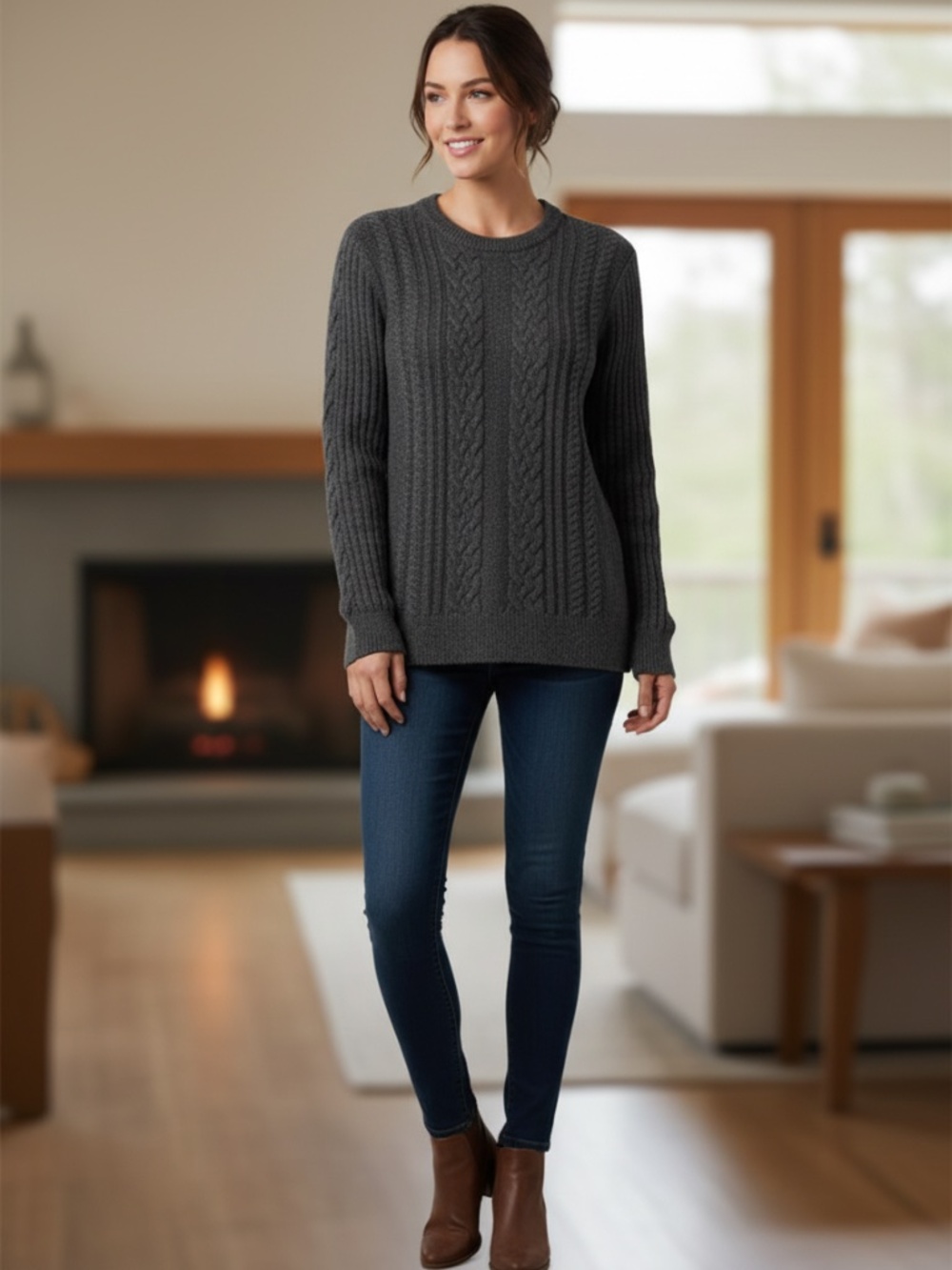 Express gray cable knit  sweater Med